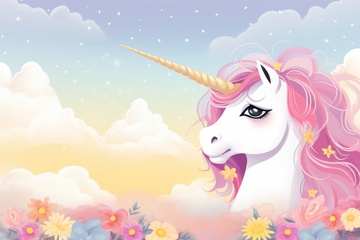 卡通简约独角兽边框背景