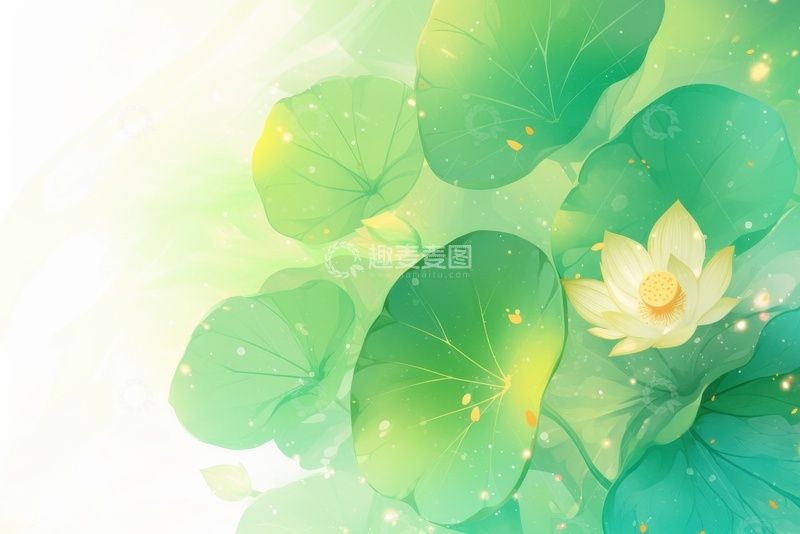 高清大图下载【趣麦麦图】水彩简约荷塘边框背景