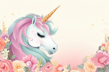 手绘粉色的独角兽