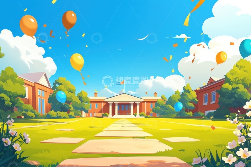 卡通简约学校气球背景