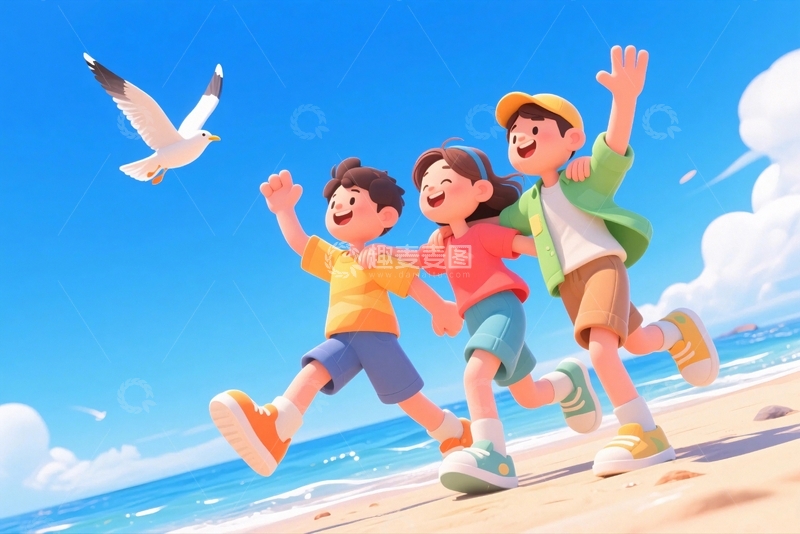 高清大图下载【趣麦麦图】海边旅游度假人物1