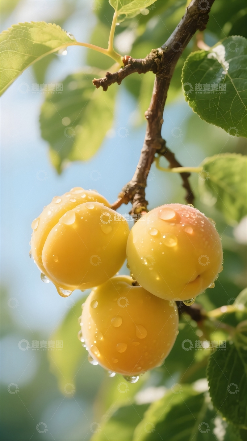 高清大图下载【趣麦麦图】挂在枝头的黄杏1