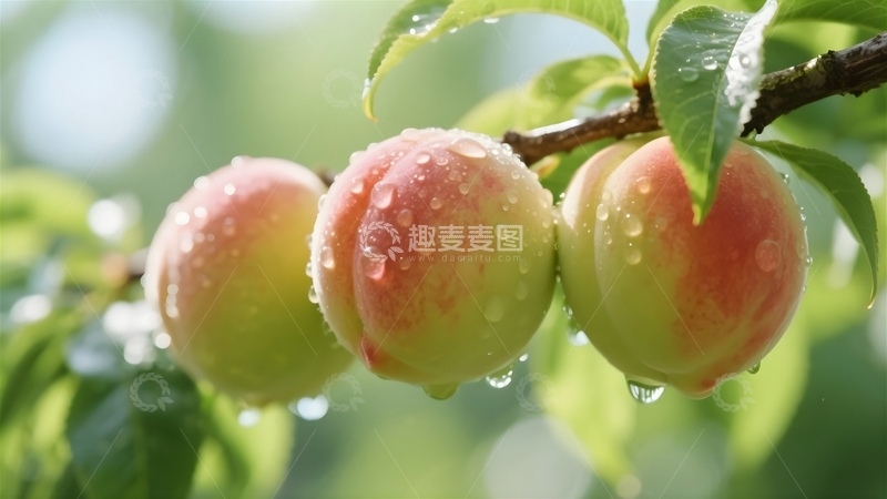 高清大图下载【趣麦麦图】挂在树上即将成熟的大桃5