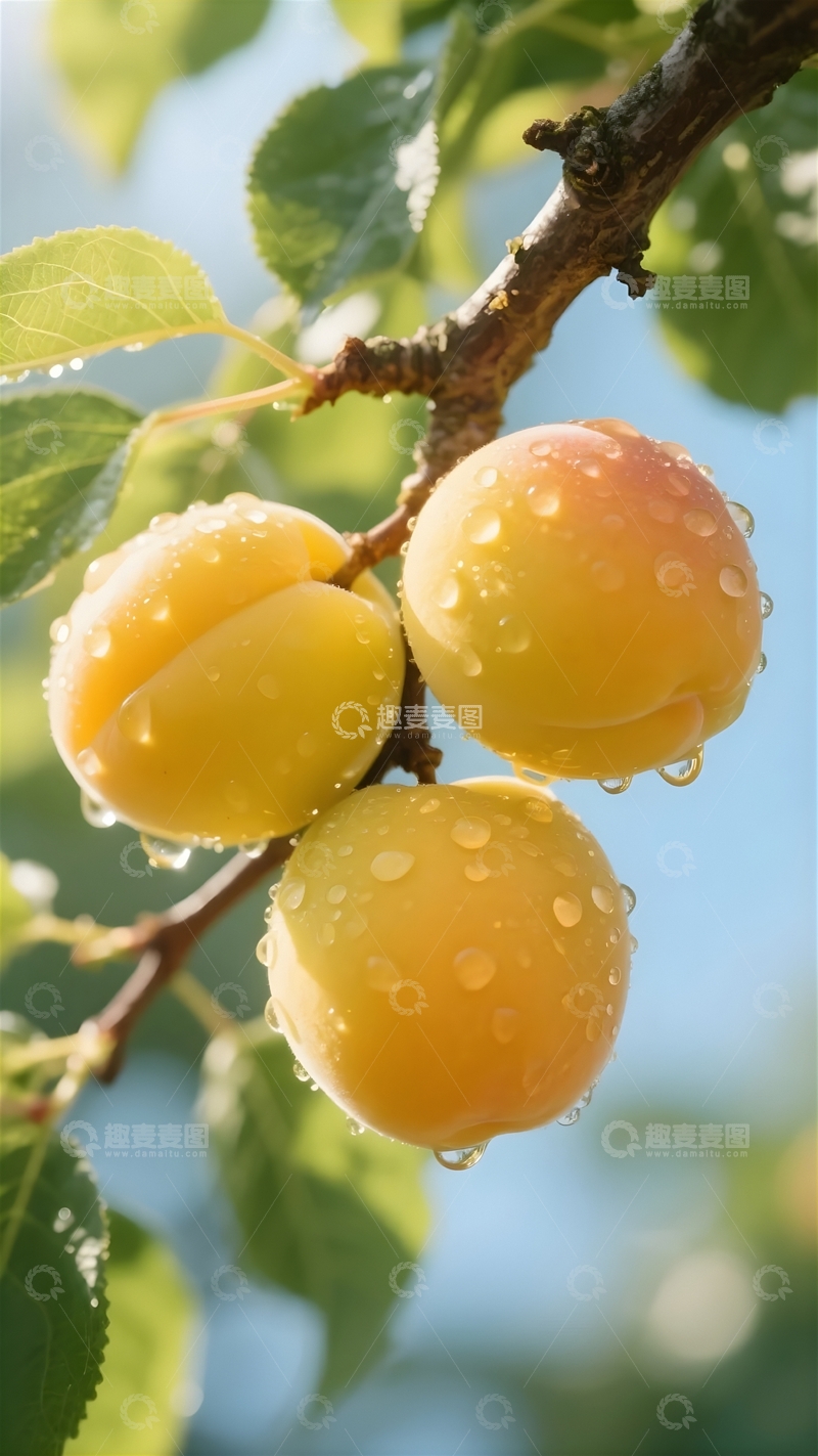 高清大图下载【趣麦麦图】挂在枝头的黄杏