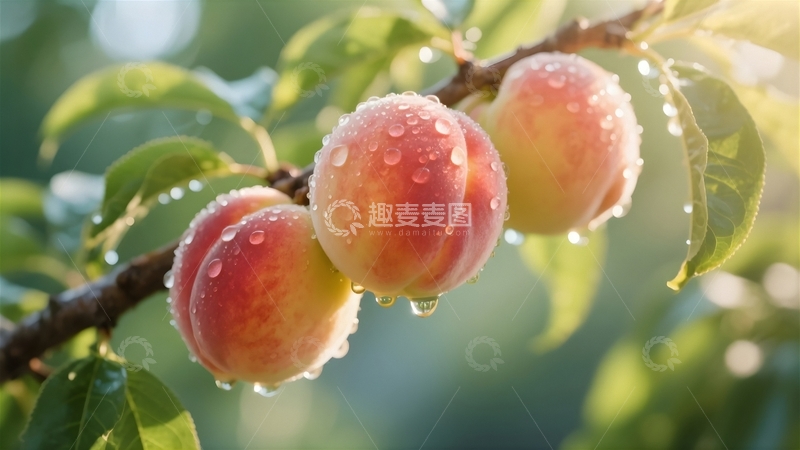 高清大图下载【趣麦麦图】挂在树上即将成熟的大桃3