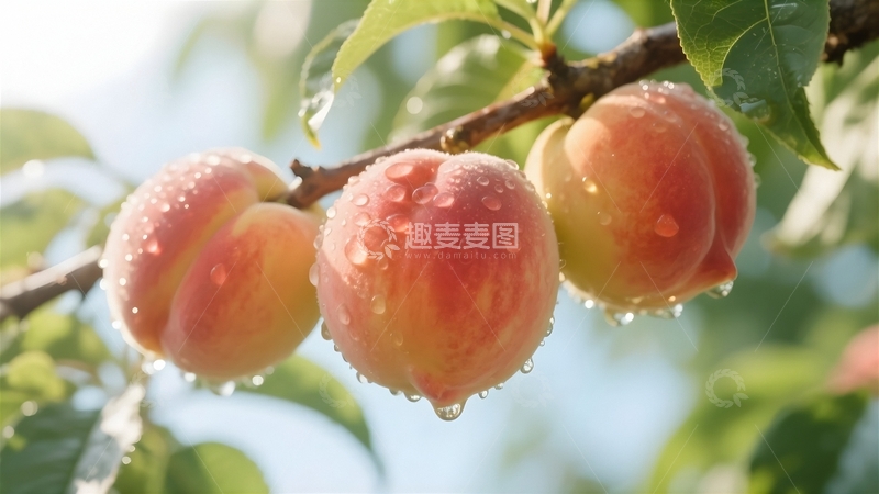 高清大图下载【趣麦麦图】挂在树上即将成熟的大桃1