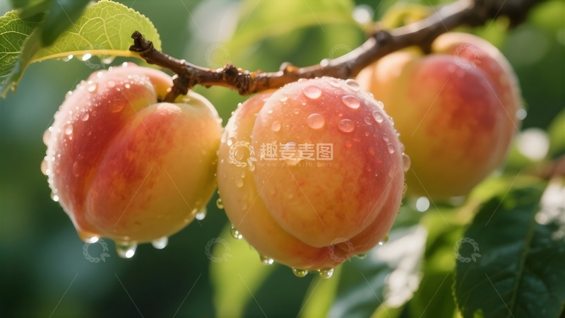 高清大图下载【趣麦麦图】挂在树上即将成熟的大桃4