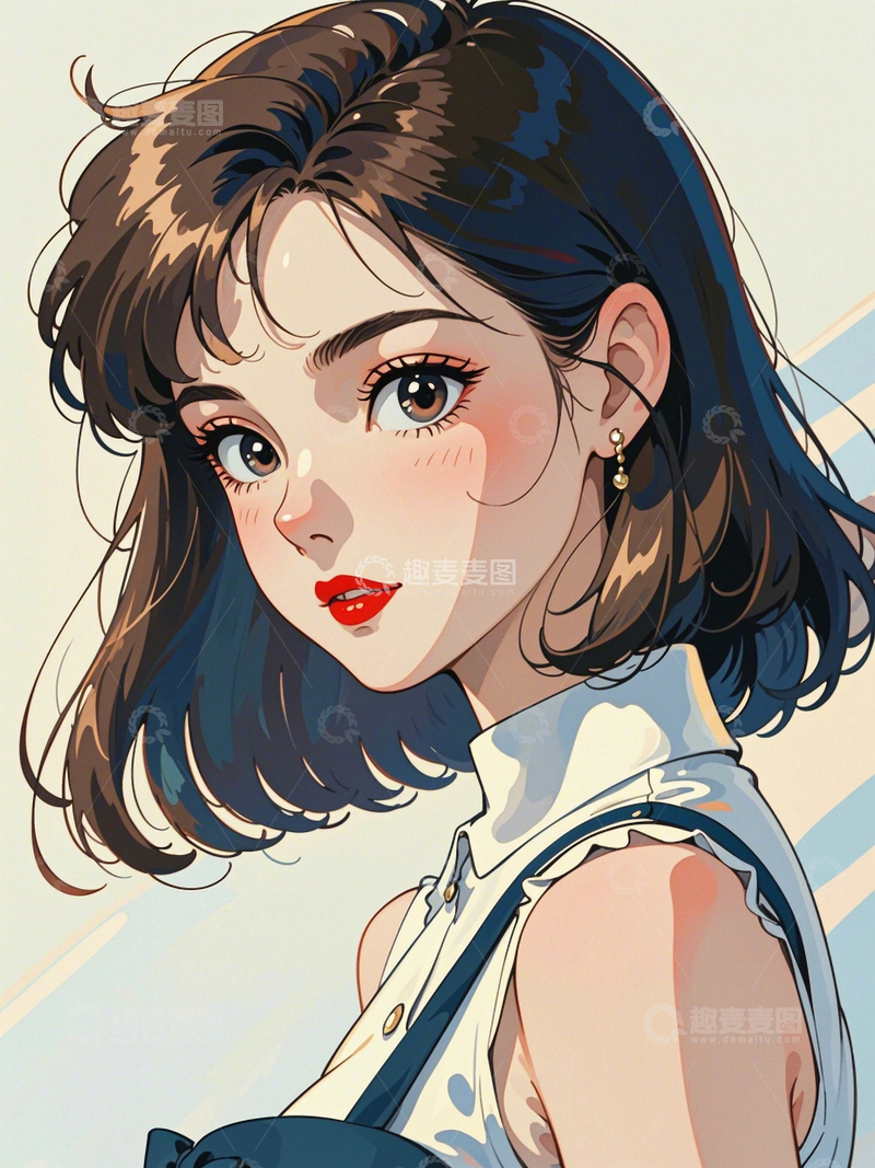 高清大图下载【趣麦麦图】复古漂亮女孩人物3