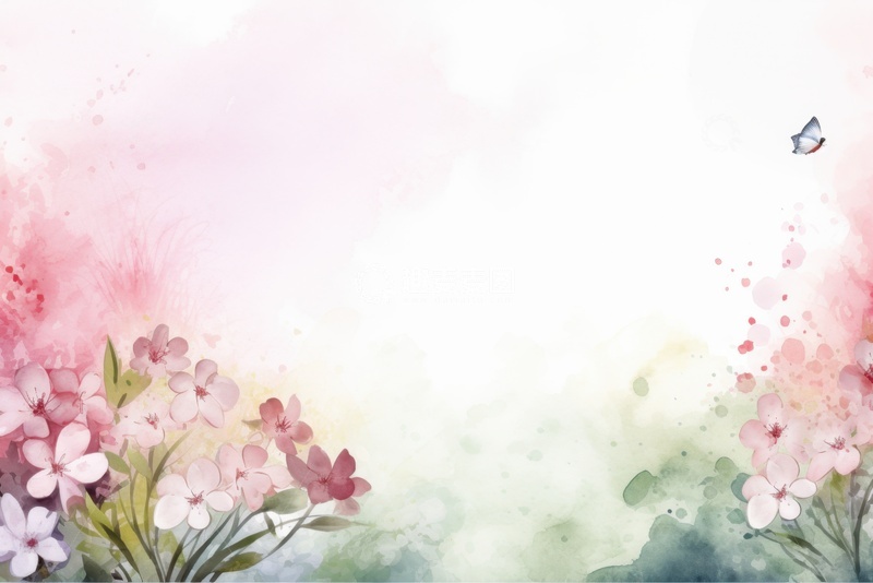 高清大图下载【趣麦麦图】水彩花丛边框背景