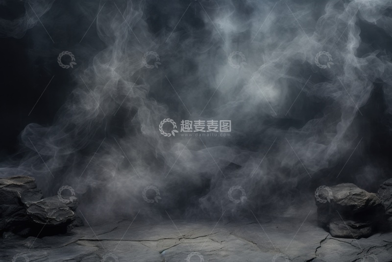 高清大图下载【趣麦麦图】黑色岩石烟雾背景