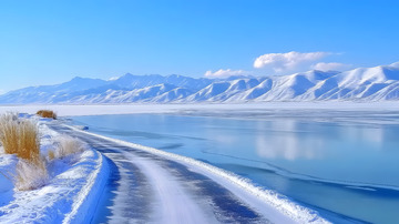 冬季雪山冰封公路1