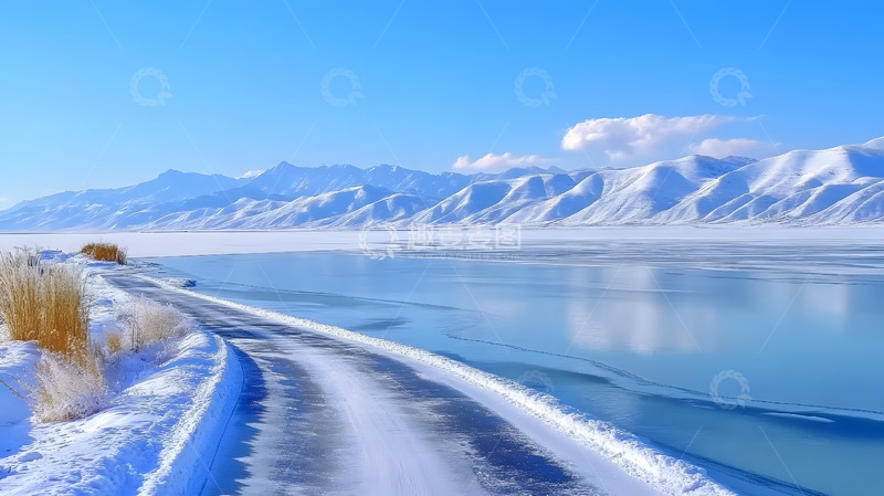 高清大图下载【趣麦麦图】冬季雪山冰封公路1