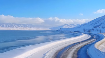 冬季雪山冰封公路3