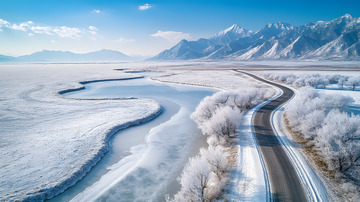 冬季雪山冰封公路6