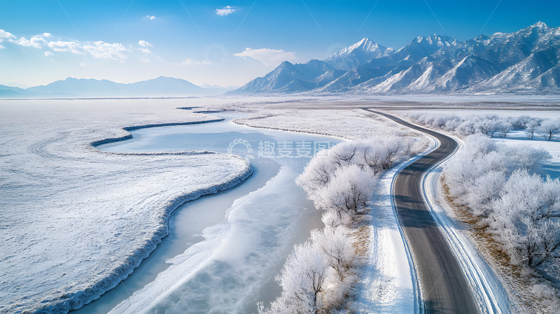 高清大图下载【趣麦麦图】冬季雪山冰封公路6