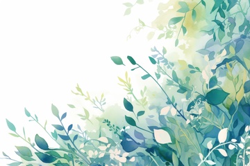水彩花草边框背景