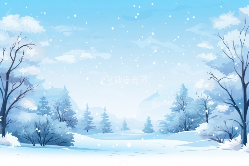 高清大图下载【趣麦麦图】卡通简约冬季雪地背景