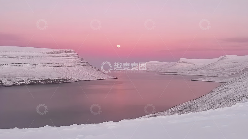 高清大图下载【趣麦麦图】冰山粉色天空3