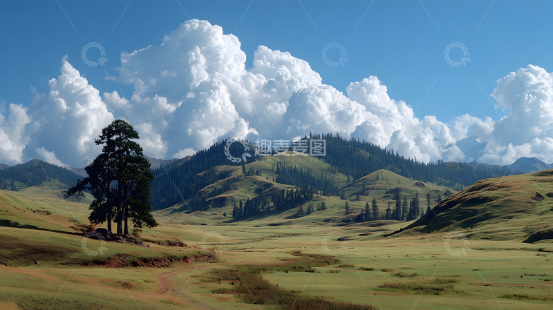 高清大图下载【趣麦麦图】绿色的高山丘壑风景5