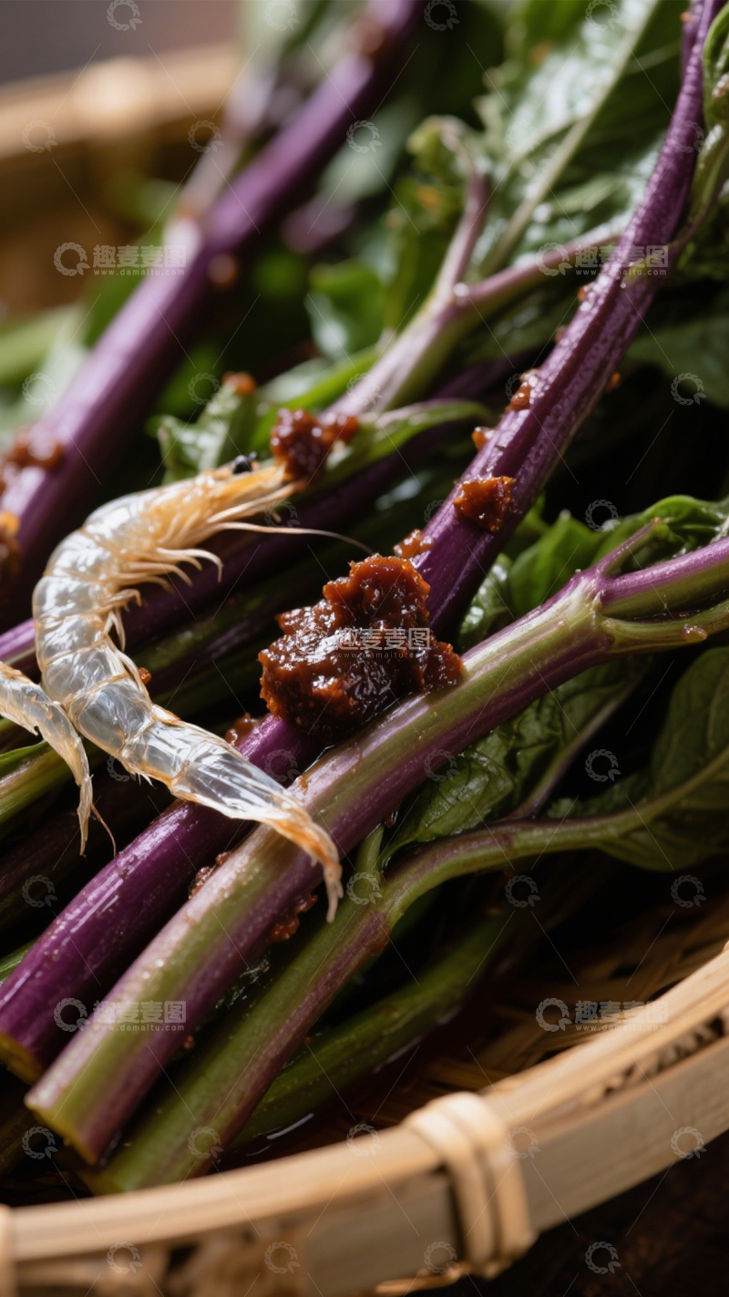 高清大图下载【趣麦麦图】紫酱白虾菜心3