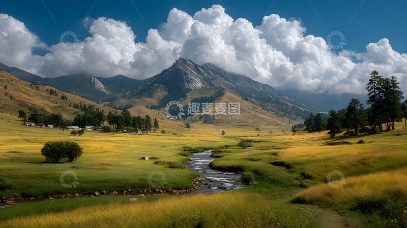 高清大图下载【趣麦麦图】绿色的高山丘壑风景4