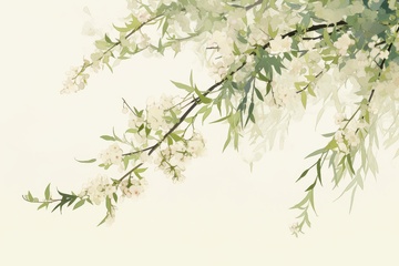 水墨浅色柳枝边框背景