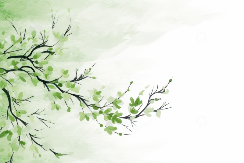 高清大图下载【趣麦麦图】水彩树枝边框背景1