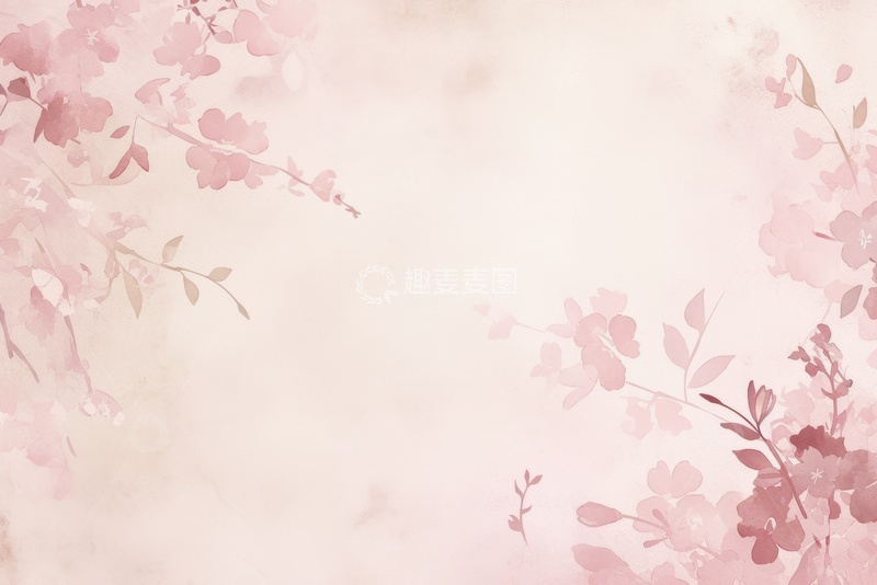 高清大图下载【趣麦麦图】水彩桃花边框背景2