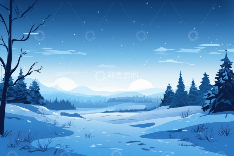 高清大图下载【趣麦麦图】卡通简约冬季雪地背景1