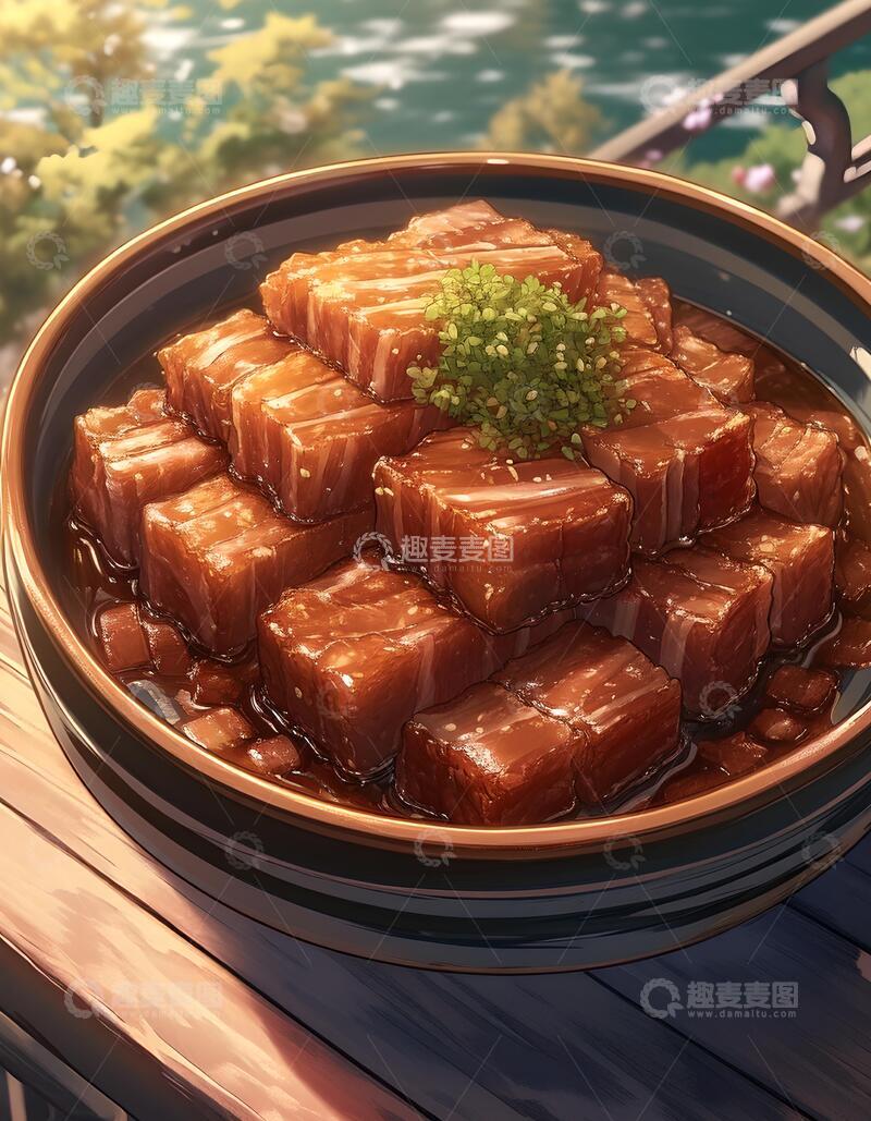 高清大图下载【趣麦麦图】手绘风红烧肉