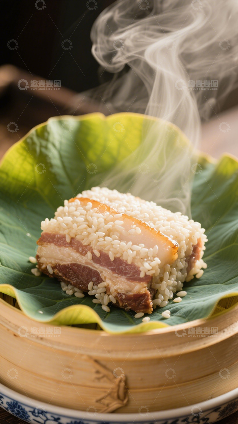 高清大图下载【趣麦麦图】荷叶糯米蒸肉饭4