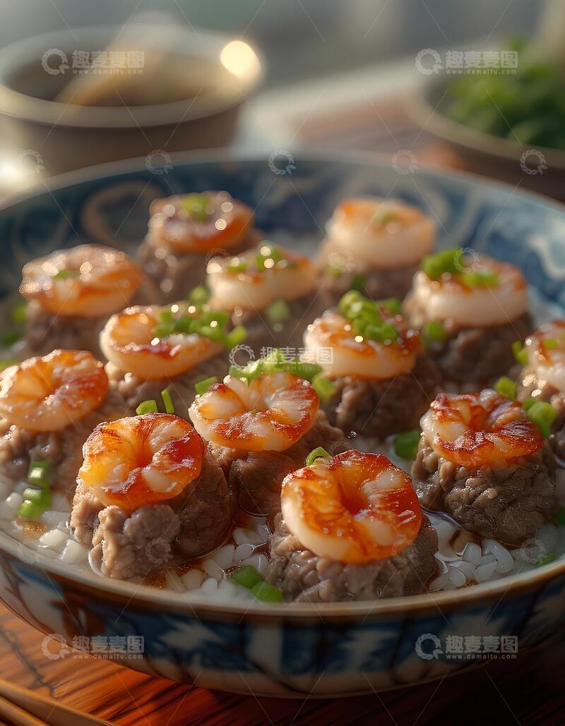 高清大图下载【趣麦麦图】虾仁牛肉丸烫饭