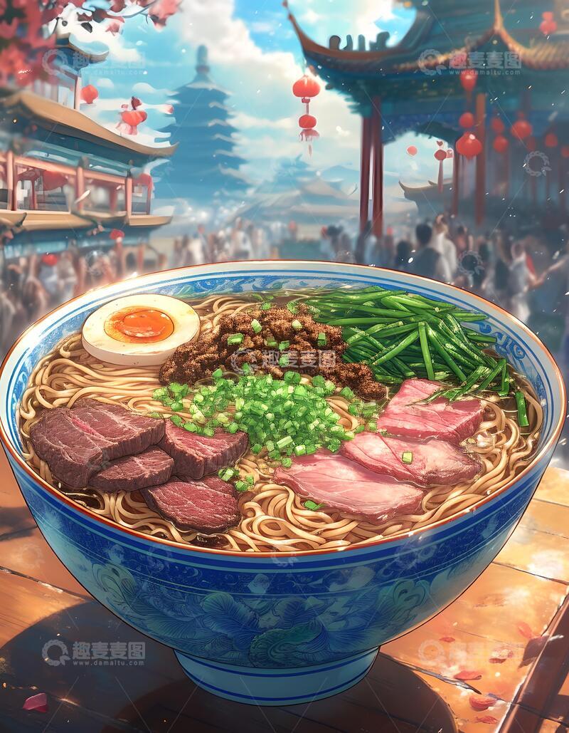 高清大图下载【趣麦麦图】肉末牛肉韭菜鸡蛋面