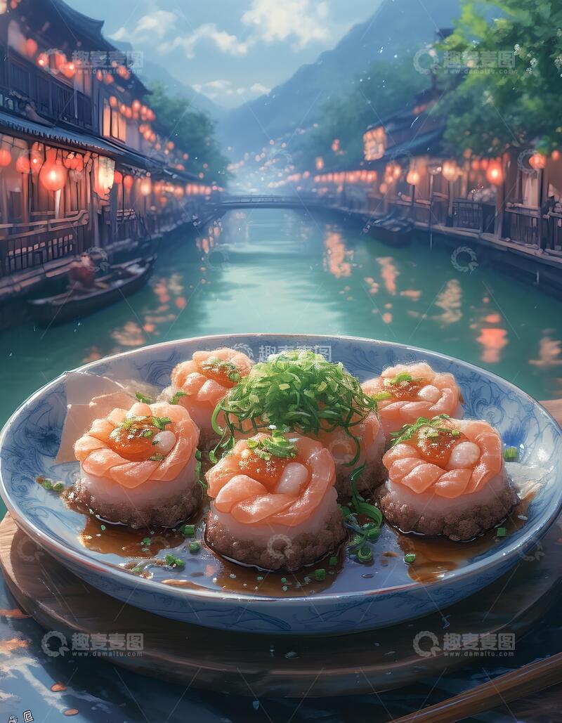 高清大图下载【趣麦麦图】虾仁粉丝牛肉煎