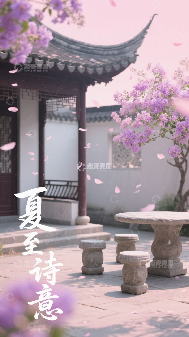 高清大图下载【趣麦麦图】夏至诗意庭院雅韵