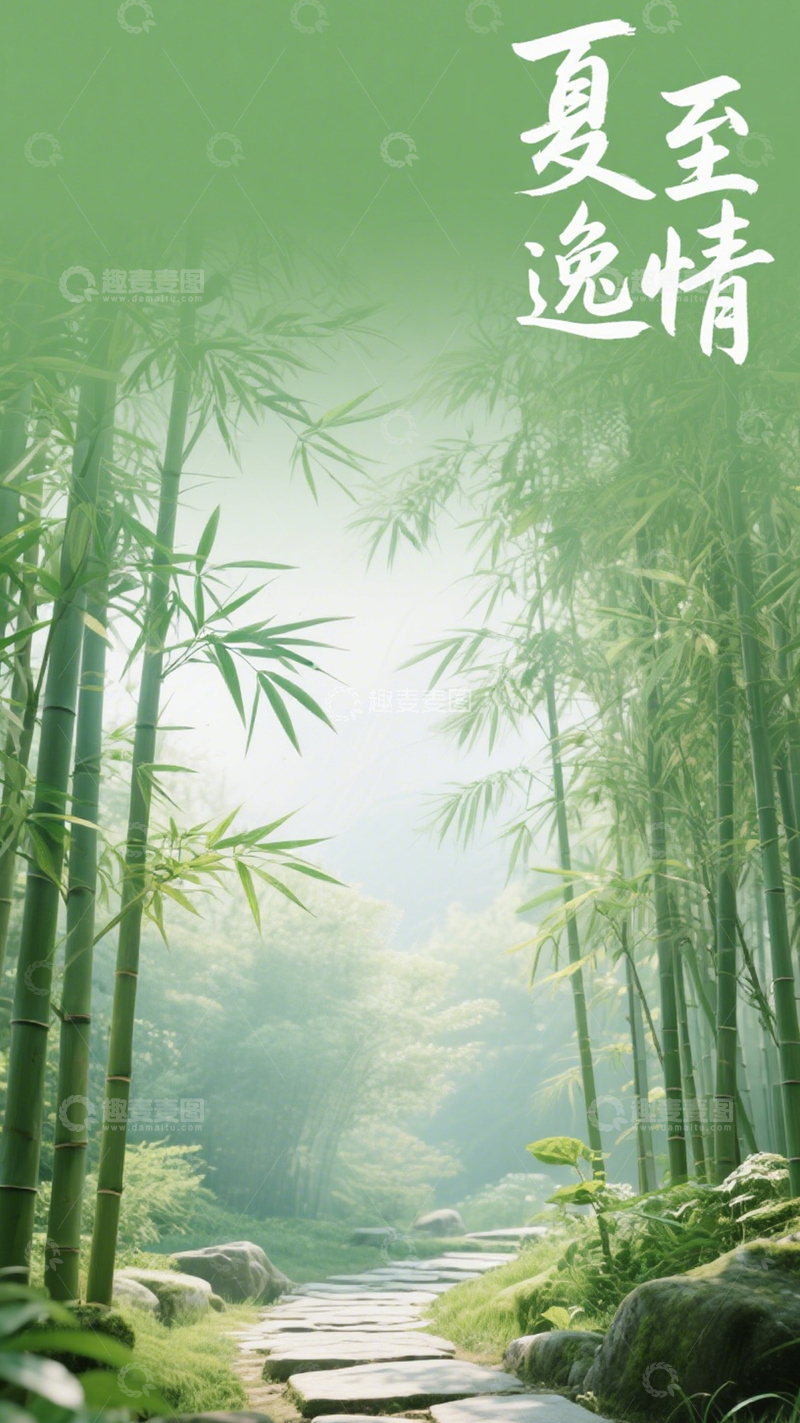 高清大图下载【趣麦麦图】夏至逸情竹林幽径