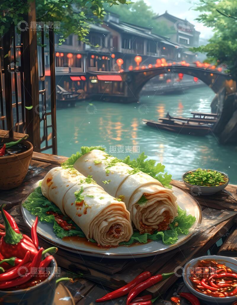 高清大图下载【趣麦麦图】香酥肉沫春卷