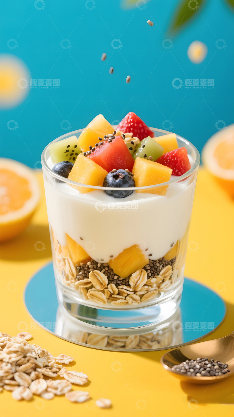 高清大图下载【趣麦麦图】酸奶碗食物麦片摄影1
