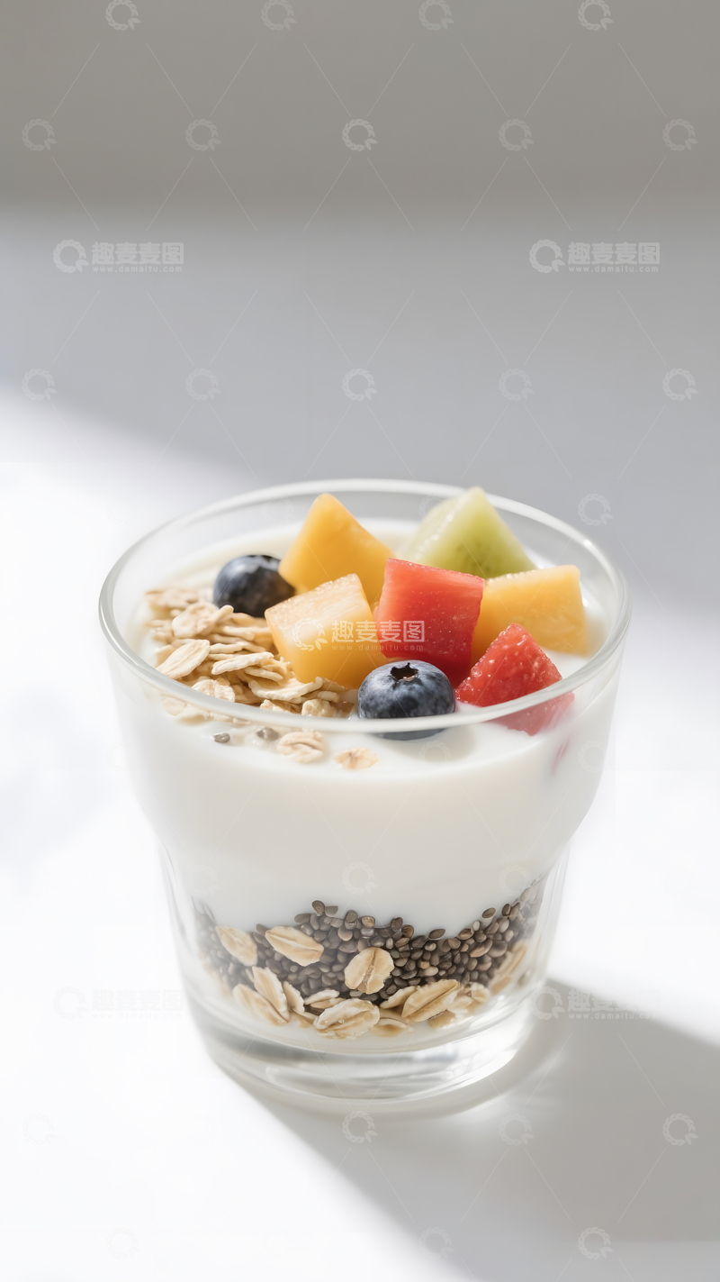 高清大图下载【趣麦麦图】酸奶碗乳制品健康食物麦片早餐1