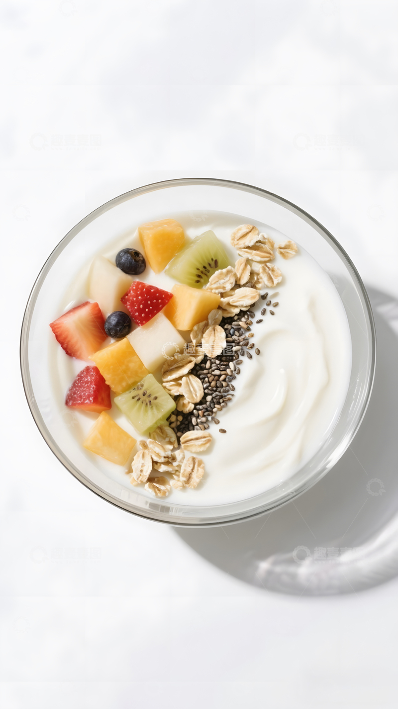 高清大图下载【趣麦麦图】酸奶碗乳制品健康食物麦片早餐2