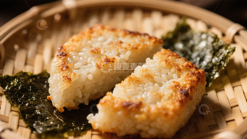 高清大图下载【趣麦麦图】海苔焦香煎饭团4