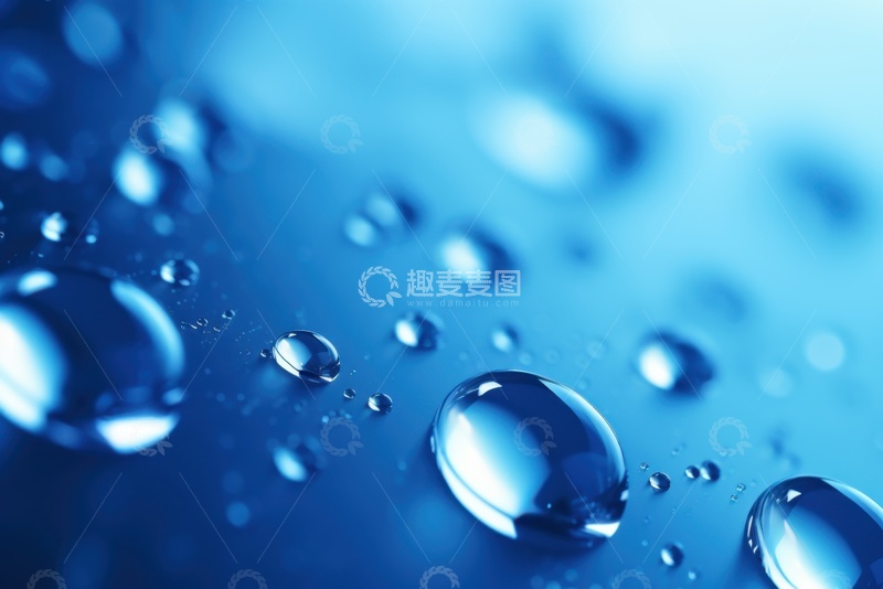 高清大图下载【趣麦麦图】蓝色水珠水滴背景