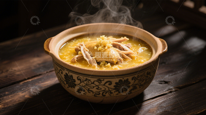 高清大图下载【趣麦麦图】养生暖身鸡肉粥3