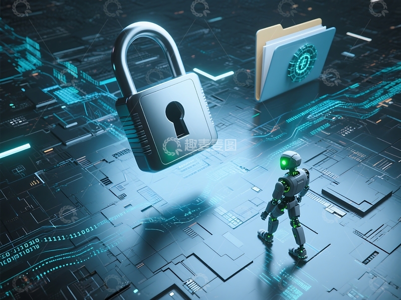 高清大图下载【趣麦麦图】AI人工智能安全哨兵密码网络安全锁 