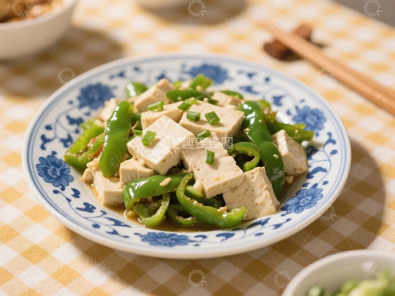 高清大图下载【趣麦麦图】家常菜美味的尖椒炒豆腐3