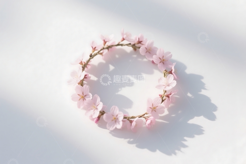 高清大图下载【趣麦麦图】春季极简花环，留白空间 