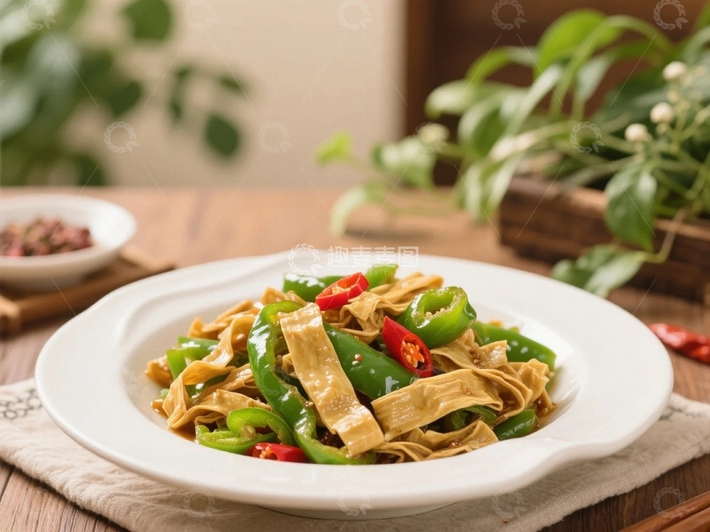 高清大图下载【趣麦麦图】东北看家家常菜尖椒干豆皮