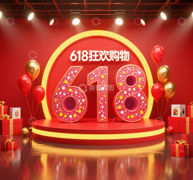 高清大图下载【趣麦麦图】618直播背景图