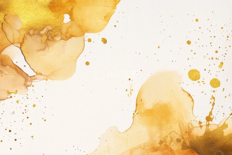 高清大图下载【趣麦麦图】金色水彩金粉边框背景
