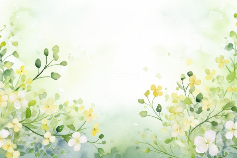 高清大图下载【趣麦麦图】浅色绿植边框背景